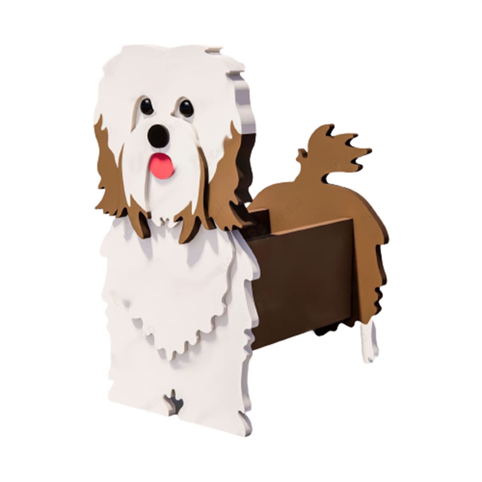 TQQEPOOL PVC Dog Shaped Cartoon Flower Planter, DIY Cairn Terrier Dog Bonsai Holder, Indoor Outdoor Cute Pet Flower Pot Decoration For Indoor Office Outdoor Home (Color : Havanese, Size : 24 * 18cm)