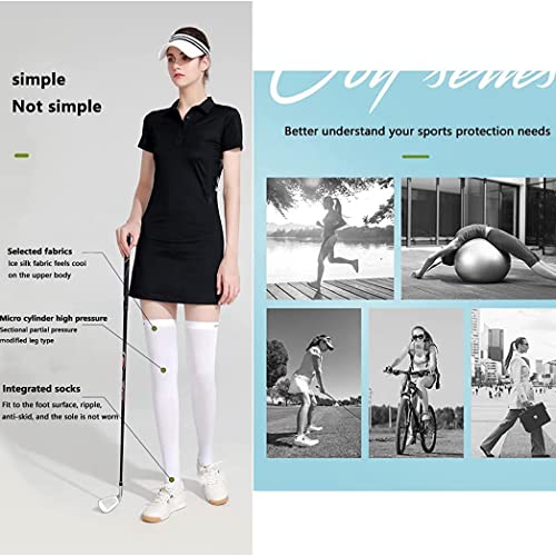 Image of Golf Sun Protection Socks UPF50+ Overknee Stocking Ice Silk Breathable Cool Socks for Women School Outdoor Sports