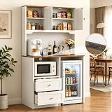 Callales 72' Kitchen Pantry Storage Cabinet with Fridge Space, White