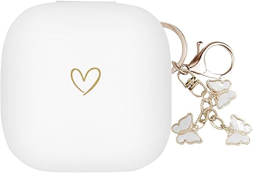 Powerbeats Pro - Funda de silicona suave con patrón de corazón dorado para Powerbeats Pro con bonito llavero de mariposa para niñas y mujeres