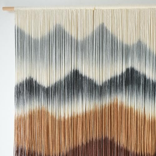 Image of IOWER Macrame Wall Hanging Mountain Wall Art Dip-Dyed Macrame Wall Decor Modern Wall Decor Fiber Wall Art Craftsmanship 57 inch Wx35 L