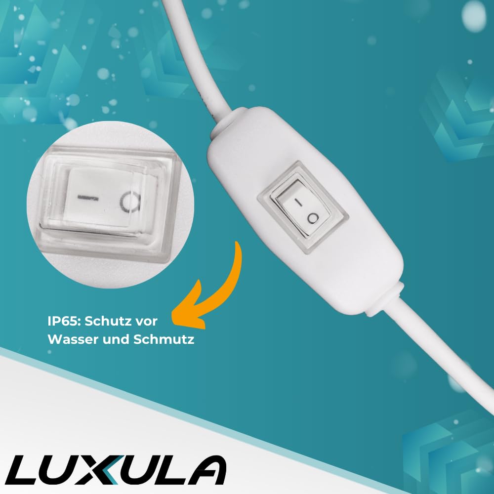 LUXULA 4er Set LED Unterbauleuchte 90cm mit Schalter - 120cm Kabel - 22W 2000lm - 4000K Neutralweiß - 230V Schukostecker - IP65 Feuchtraumleuchte Schrankbeleuchtung Küche Werkstatt