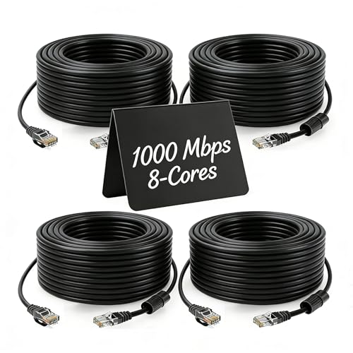 Câble Ethernet Cat 5 PoE 30m noir en lot de 4 pour réseau local domestique et professionnel