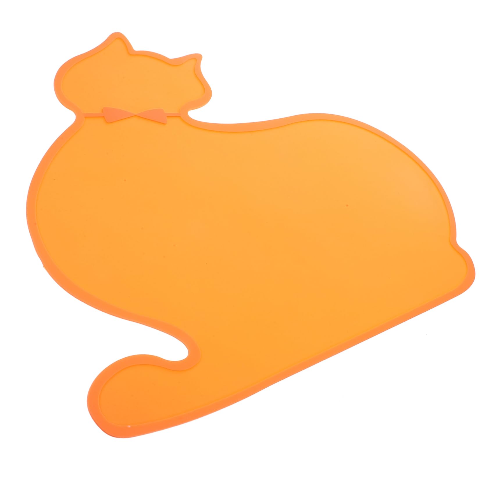 Garneck 1PC Creative Cat Shape Silicone Pet Placemat Slip Feeding Mat for Dogs and Cats Heat Insulated Design Orange Color for Clean and Dry Home