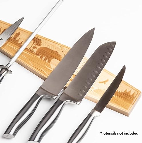 Miniatura 3 de Soporte para cuchillos mangetic de alta calidad para pared, imán grabado de 16 pulgadas para cuchillos, a rayas magnéticas de cocina, diseñado en