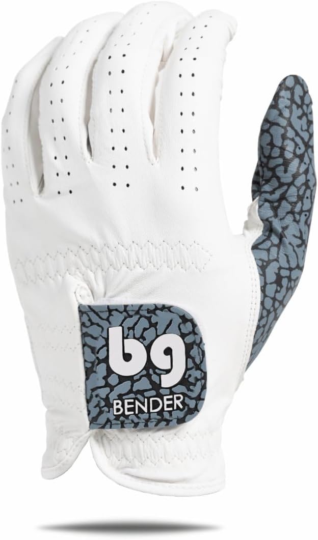 Bender Gloves - Men's Golf Glove, Durable Cabretta Leather Material, Unique Golf Gloves Men Right Handed Golfer (Wear On Left)