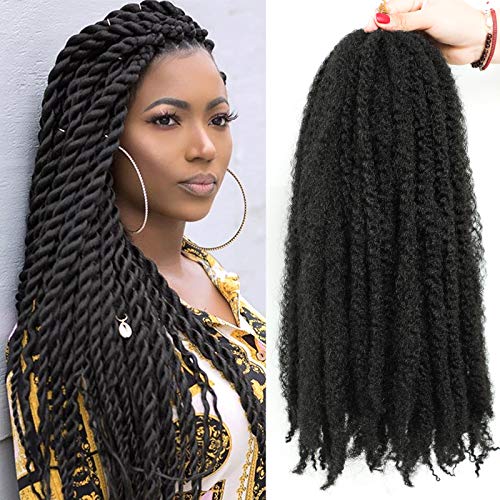 Lihui Braiding Hair Marley Twist Braiding Hair Long Marley Hair For Twists Faux Locs 6 Packs Marley Braiding Hair Marley Twist Crochet Hair For Black Women(20"-6packs, 1B)