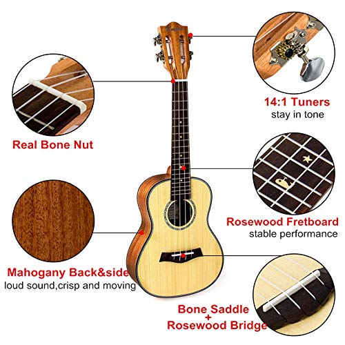 Kmise Ukulélé de concert en épicéa massif acajou tête de guitare classique 23 pouces ukulélé 4 cordes Hawaii Guitar… - Les Beatles, Paul McCartney, John Lennon, RIngo Starr, George Harrison Kmise Ukulélé de concert en épicéa massif acajou tête de guitare classique 23 pouces ukulélé 4 cordes Hawaii Guitar… – Image 3
