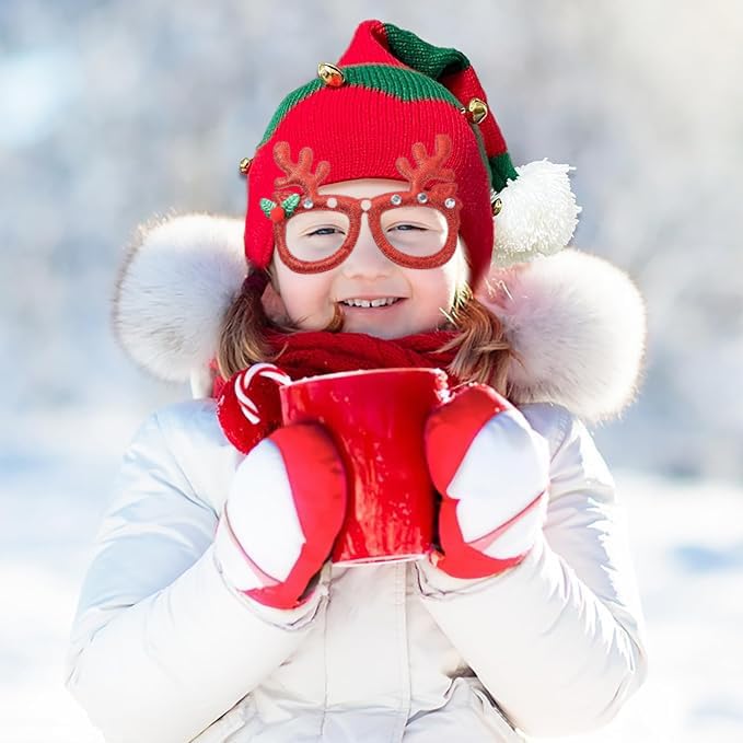 Christmas Elf Knitted Hat for Todder Xmas Santa Hat Winter Warm Knit Cap Kids Adults Bells Elves Crochet Party Hat2