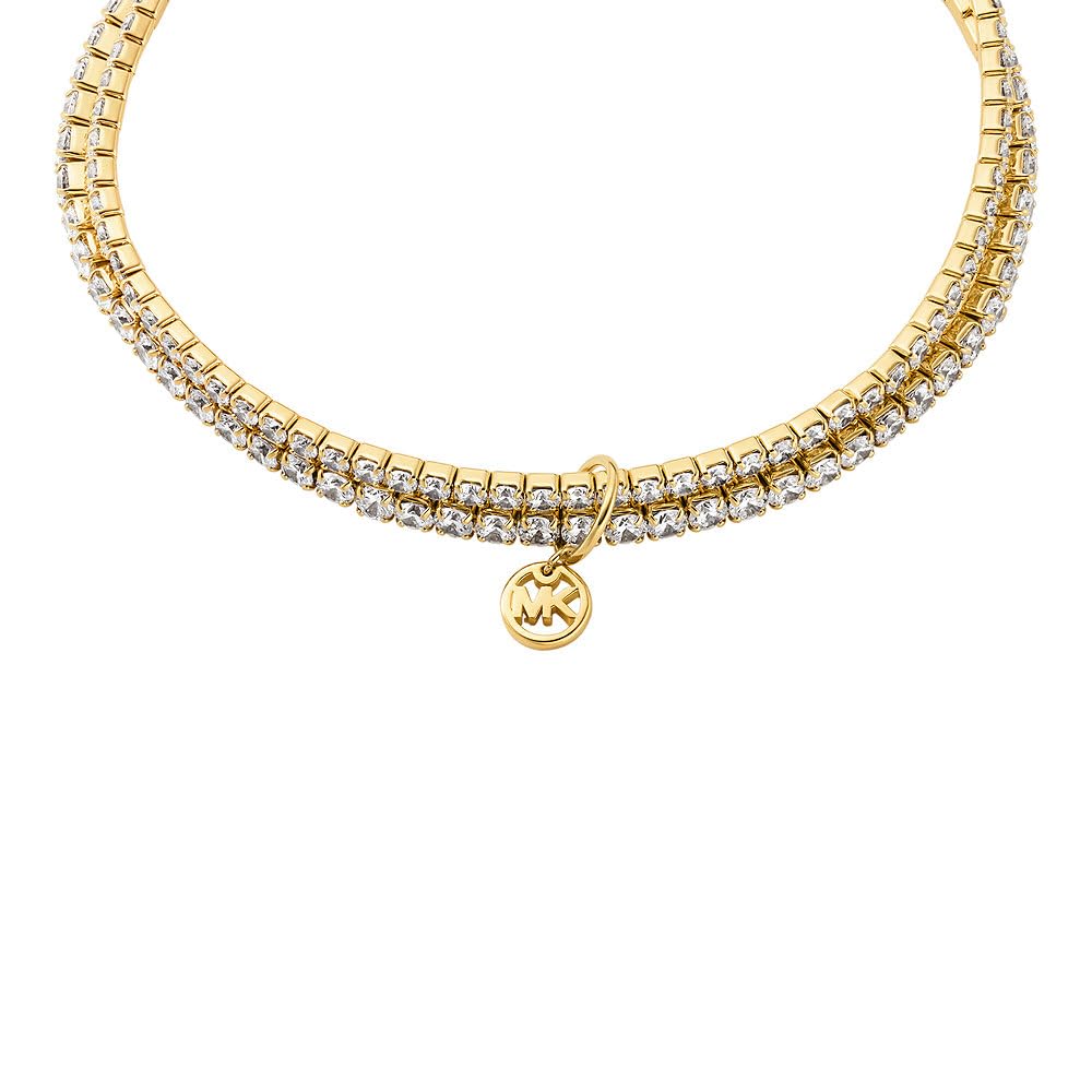Michael Kors - Bracciale doppio Premium Kors Brilliance in ottone tonalità oro da donna, MKJ8359CZ710