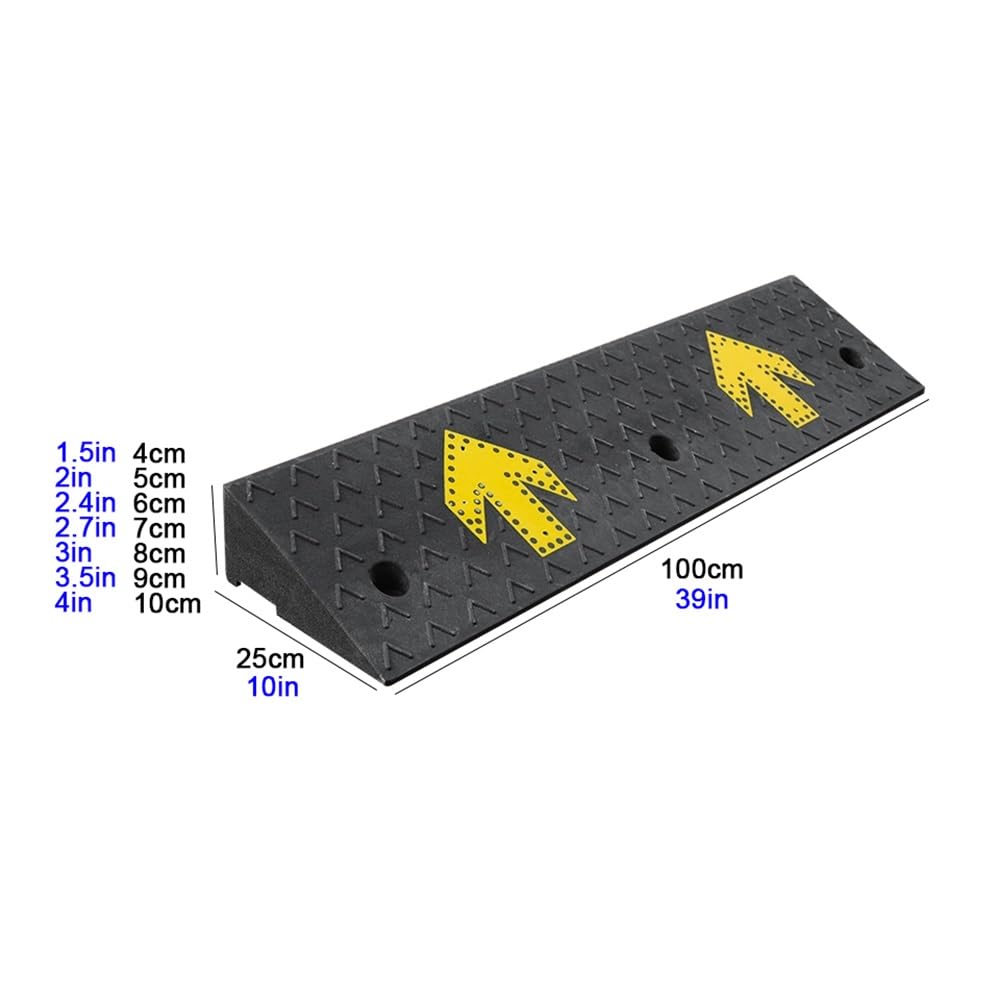 4-20cm Alto Rampas De Bordillo, Rampa De Carga De Goma Rampa De Umbral Resistente, Rampa De Acceso Antideslizante para Entrada Escalones(100x25x4cm/39x10x1.5in)