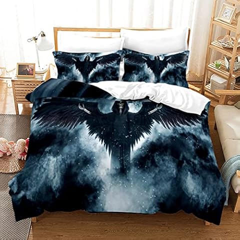 King Size Bedding Black Flying Grim Reaper Bedding Set With Zipper Closure Fluffy , Duvet Set 230x220 cm Includes 2 Pillowcases 50x70 cm Cover