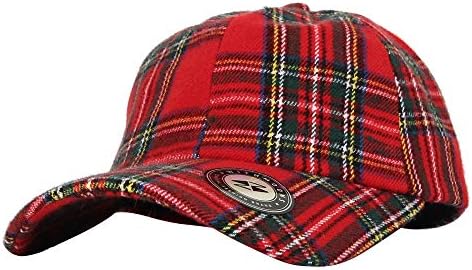 WITHMOONS Baseball Cap Tartan Plaid Check Winter Hat KR11087 (Red)