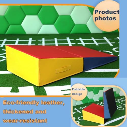 Inclined Gymnastics Mat - Foldable Cheese Wedge Tumbling Mat with Carry Handle for Home Fitness, Yoga, Dance, and Gymnastics Training, Perfect for Stretching and Skills Development