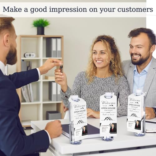 100 Pcs Open House Signs Kit Real Estate Agent Supplies 3.15 x 9.84 Inch Open House Water Bottle Tags for Real Estate Agents Home Sale Business(White, Bottle Hanger) - Image 3