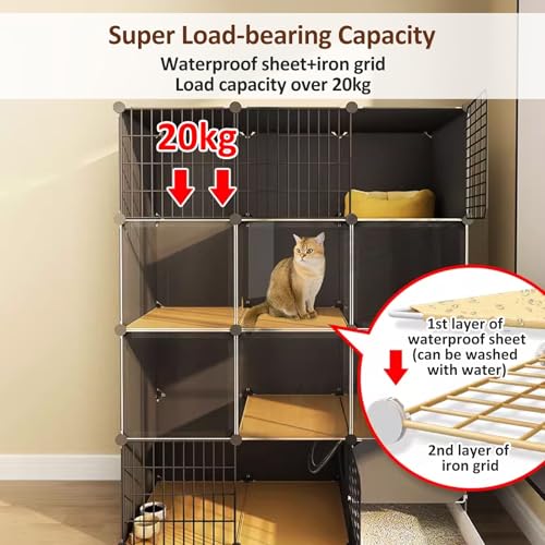 Cage pour chat intérieur modulable avec grand parc d'exercice amovible - 7