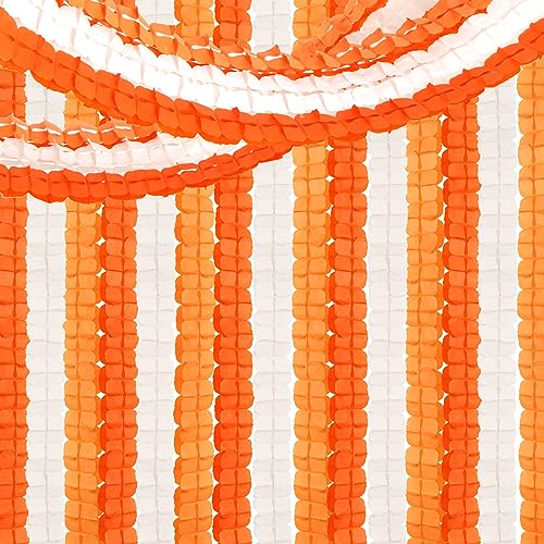 Image of Orange Beige Fall Baby-Shower Party-Decorations Streamers Garland - 157Ft Four-Leaf Clover Autumn Harvest Thanksgiving Hanging Banner,Boho Birthday Bridal Wedding Engagement Bachelorette Decor Hugtmr