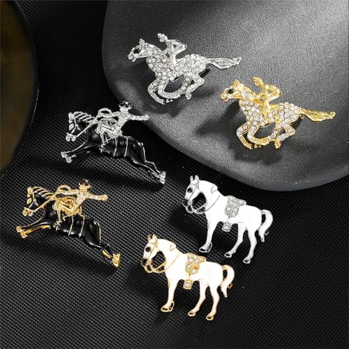Image of Horse Brooch Pin for Women Men Fashion Vintage Kentucky Derby Race Horse Brooch Charming Rhinestone Horse Animal Lapel Pins
