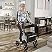 BizChair Hercules Folding Rollator Walker, Adjustable Height Walker with Seat, 360 Swivel, Hand Brakes, Large Wheels, Removable Cupholder, White/Black
