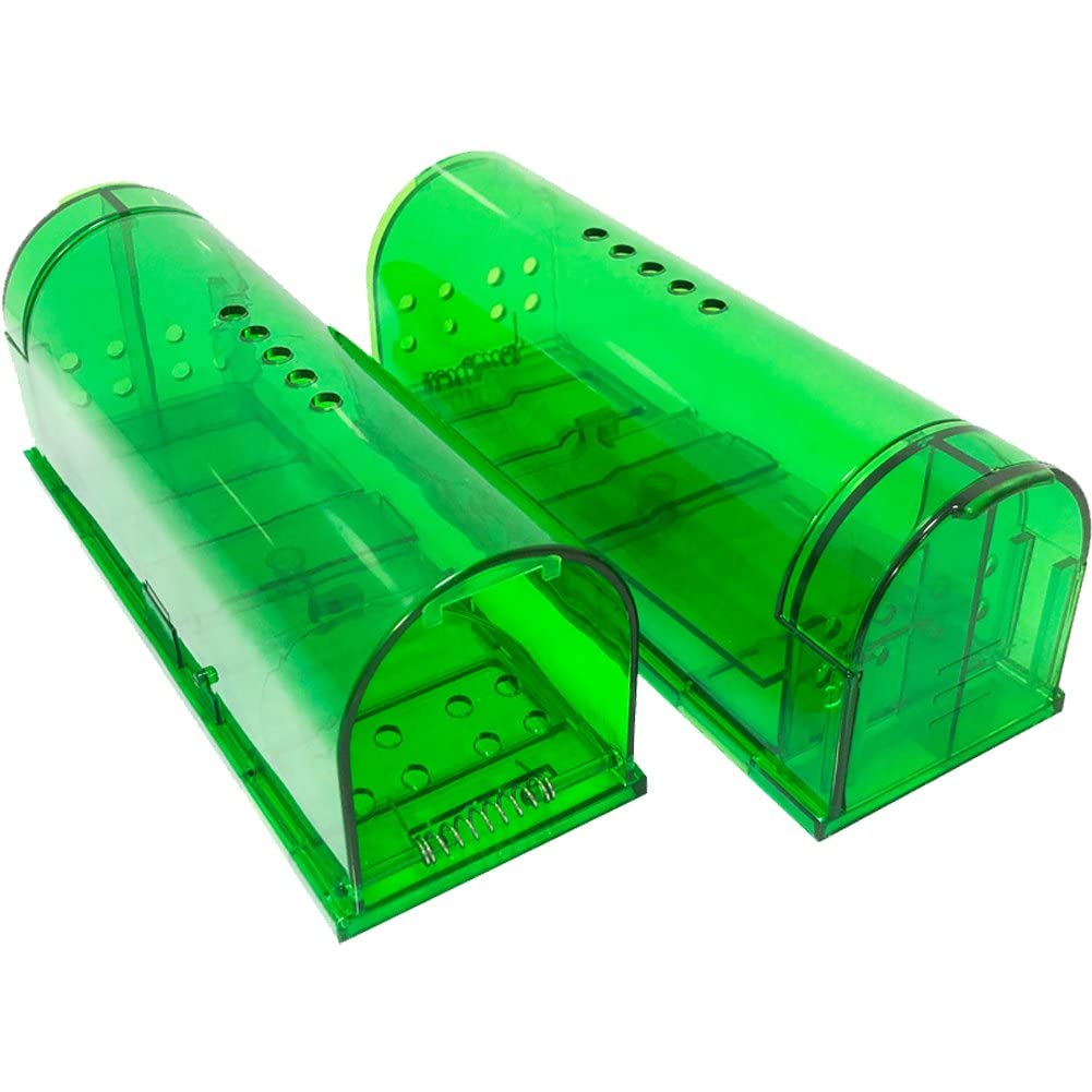 Bontannd Green Humane Mouse Trap, Live Catch And Release Mice Catcher, No Kill Small Snap Traps That Work For Small Rodent/Voles/Hamsters/Moles Catcher, Indoors Outdoors 2 Pack