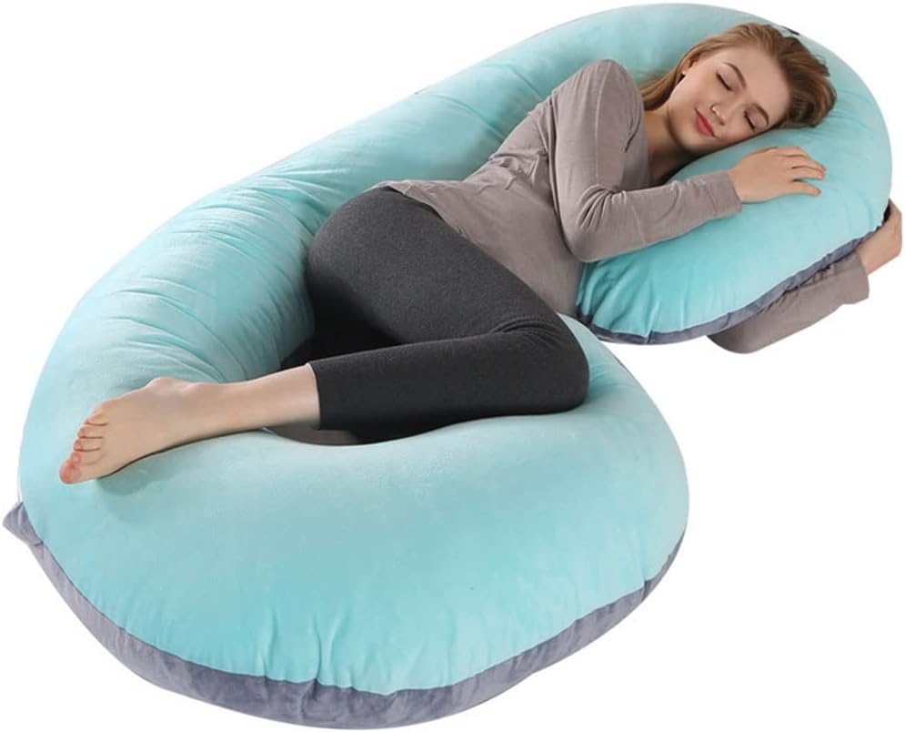 Pregnancy Pillow Crystal Velvet Maternity Pillow. C-Shaped Detachable Body Pillow for Breastfeeding. Support for Tummy, Waist and Legs (Color : A10, Size : 155x80cm)
