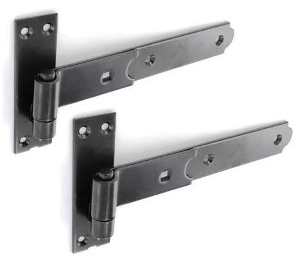 Merriway® BH07425 (2 Pcs) Gate Hinges Heavy Duty Hook & Band Straight Flat, Black 400mm (16 inch) - Pack of 2 Pieces