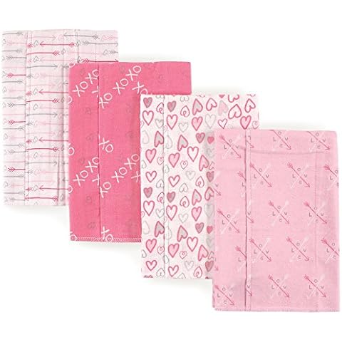 Luvable Friends Unisex Baby Cotton Flannel Burp Cloths, Love, One Size Cover