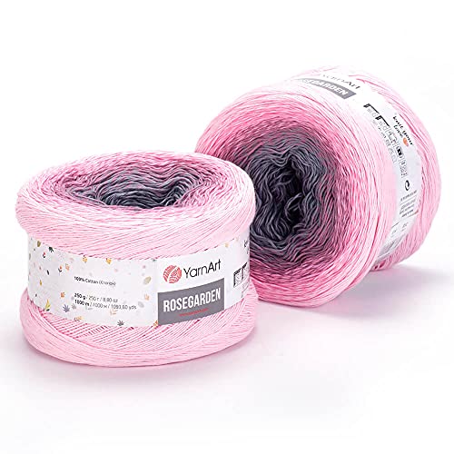 Image of Yarn Art Flowers Rosegarden 100% Cotton 250gr 8.80 oz 1094yds Multicolor Cotton Yarn Rainbow Crochet Yarn Spring Summer (313)