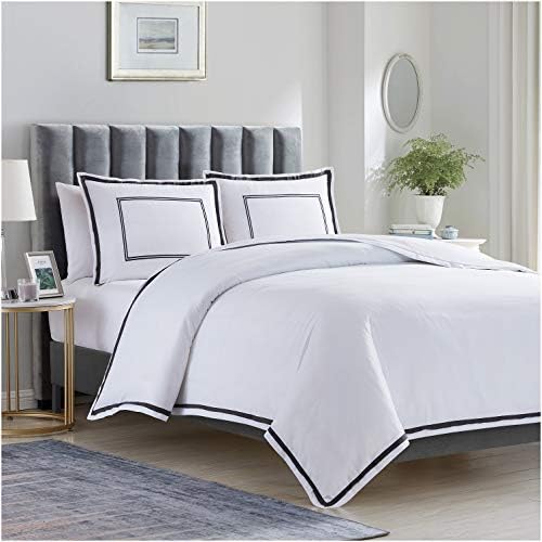 Mellanni King Size Duvet Cover Set 3 pcs - Hotel Bedding Set - King Comforter Cover - Quilt Cover with 2 King Size Pillow Shams - Button Closure & Corner Ties (King, Hotel Gray)