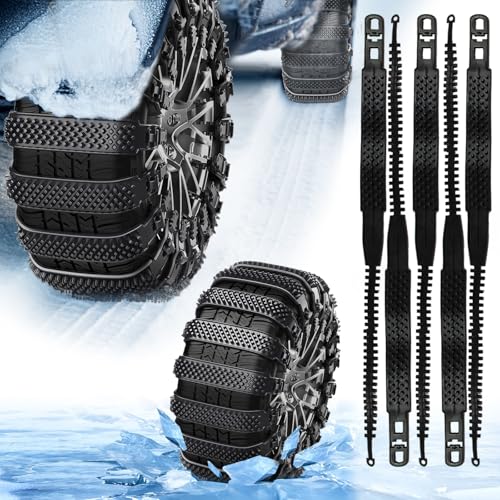 badaren Car Snow Chains, 5 Pieces Universal Anti-Slip Emergency Snow Chains Suitable for Cars/Trucks/SUVs, Can Be Used on Snowy, Mud and Rainy Roads