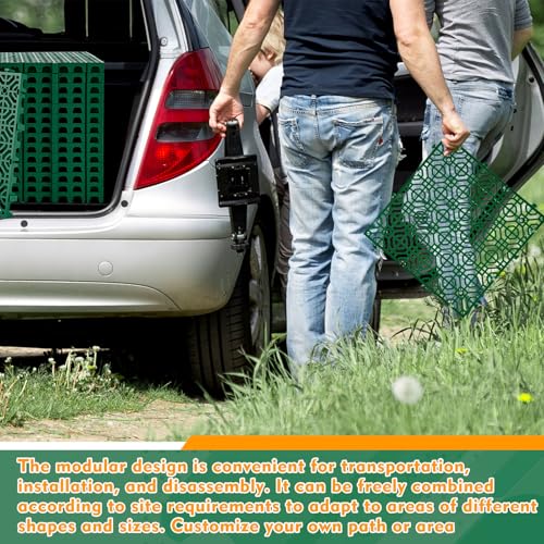 Image of 20 Pcs Ground Protection Mats, Green Interlocking 15.7 x 15.7 in