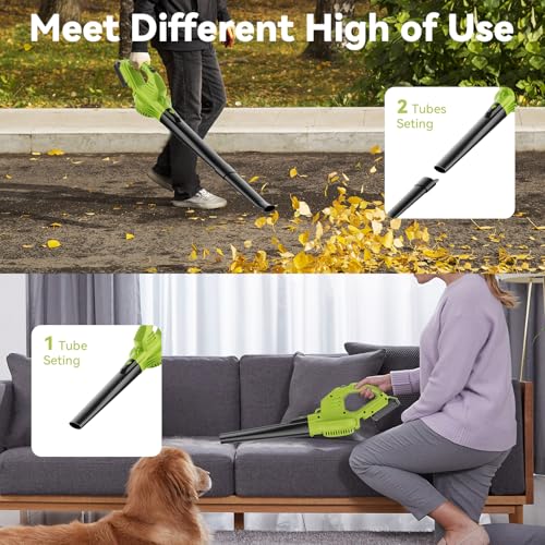 Leaf Blower Cordless with 2 Battery and Charger, 130MPH 180CFM High Speed Leaf Blower with 2 Tubes, 20V Electric Leaf Cleaner, Lightweight Handheld Blowers for Lawn Care, Patio, Garden, House, Depot - Image 5