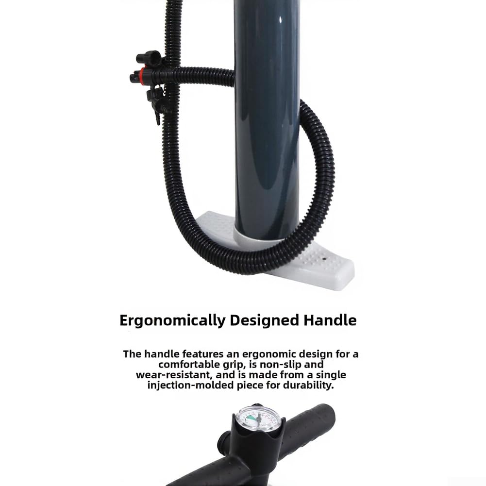 Pompe manuelle haute pression 3000 CC avec manomètre, pompe à air double action 30 PSI pour bateau gonflable, pour kayak, canot en caoutchouc, planche à pagaie, noir