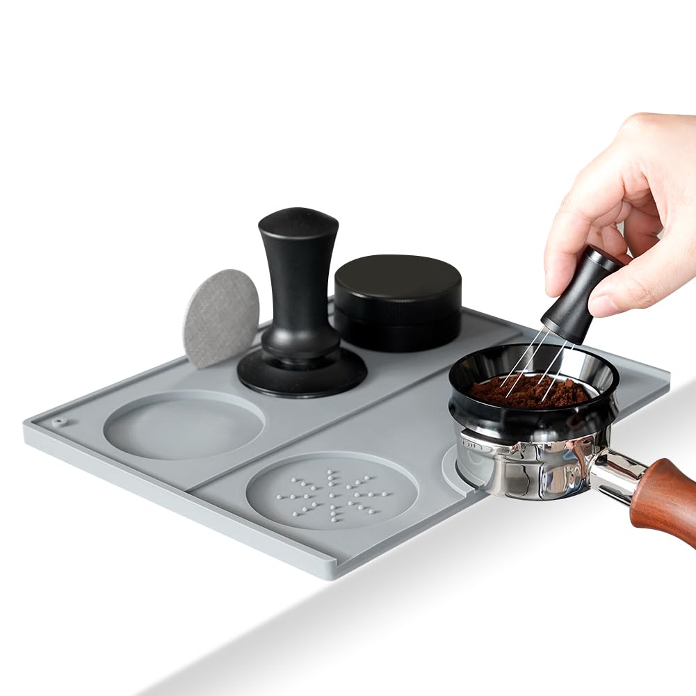Tapis De Tamper à Café En Silicone – Antidérapant, Avec Brosse De Nettoyage
