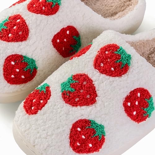 Cute Strawberry Pattern Women's Bedroom Slippers - Warm, Soft, Fuzzy, Non-Slip2