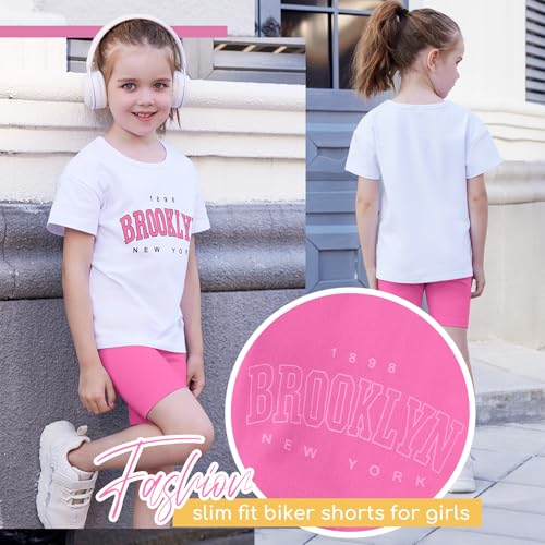 Image of Toddler Baby Girl Clothes Summer Outfits kids Short Sleeve Graphic Tops Biker Shorts Set Little Girls Clothing