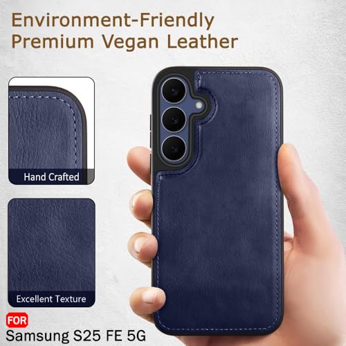 Image of TheGiftKart Genuine Leather Finish Back Cover Case for Samsung Galaxy S25 FE 5G | Shockproof Design | Camera & Screen Protection | Stunning Minimalist Design Back Case Cover for Samsung S25 FE (Blue)