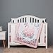 CribMATE 2 PCs Pink Floral Swan Nursery Crib Bedding Set Quilt Fitted Sheet Swan Theme Baby Girl Cot Bedding Set, White, 28 X 52