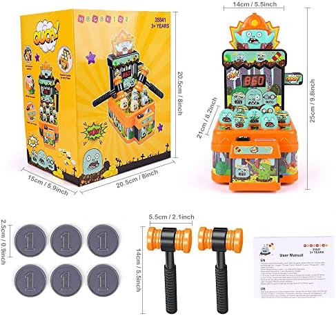 HOGOKIDS Whack Game Mole Toy - Hammering Mini Electronic Arcade Game, Pounding Coin game with 2 HammersInteractive Educational Development Game Gift for Toddlers Kids Girls & Boys 3 4 5 6 Years Old