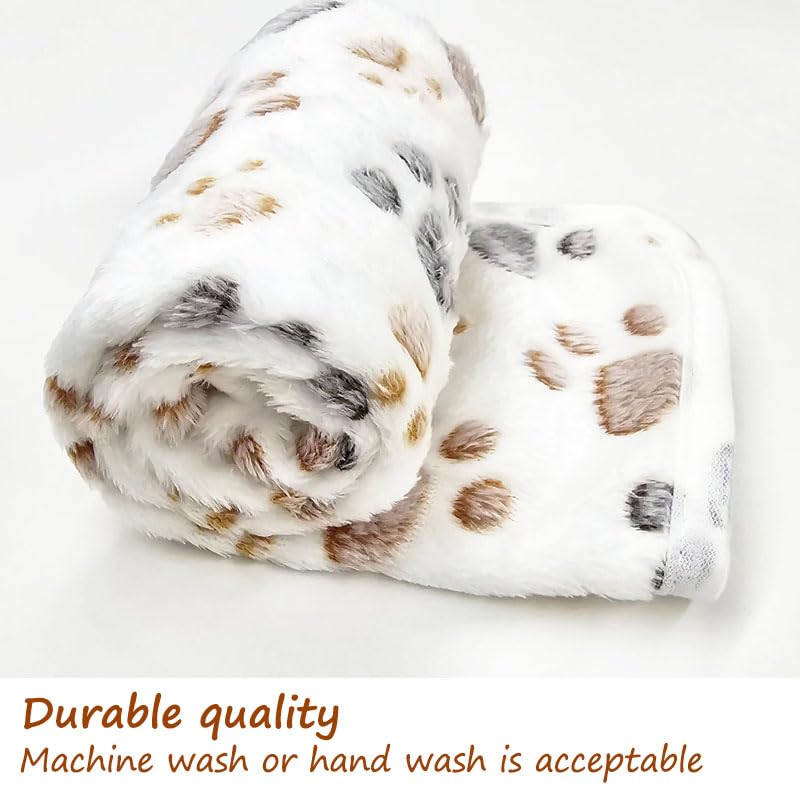Image of 1 Pack 3 Blankets Fluffy Premium Fleece Soft Pet Blanket Flannel Throw for Cat Dog Puppy (Small 23x16'', Paw-White /Pink /Brown)