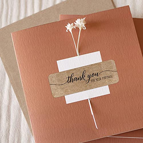 Thank You Rectangular Sticker Roll, Kraft Paper Thank You Label Stickers, 360 Pcs 3 X 1 Inch Unique Designed Labels For Envelope Packaging Bags And Handmade Products By Hubhnb #TOP2