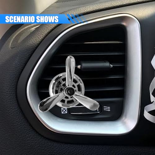 Image of Car Air Outlet Clip, Creative Air Force Propeller Shape Auto Ornament AirConditioner Vent Clip, Automotive Interior Accessories for Women Men (1, Silver)