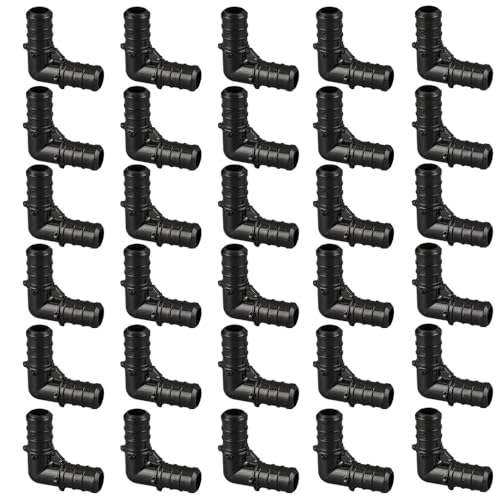 Paquete de 30 accesorios TMKOOL Pex de 1/2 pulgada, codo de 90 grados, accesorios de crimpado de púas ASTM F-2159 (30 codos de 1/2 pulgada)