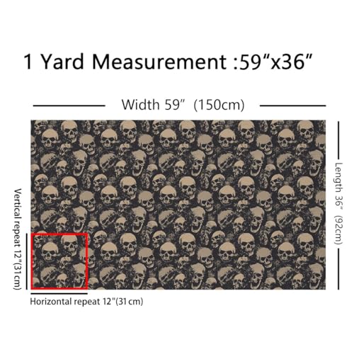 Premium Waterproof Skull Fabric by The Yard – Spooky Grunge Upholstery Material for Halloween Decor and DIY Projects, Ideal for Indoor and Outdoor Use 3 Premium Waterproof Skull Fabric by The Yard – Spooky Grunge Upholstery Material for Halloween Decor and DIY Projects, Ideal for Indoor and Outdoor Use - Image 2