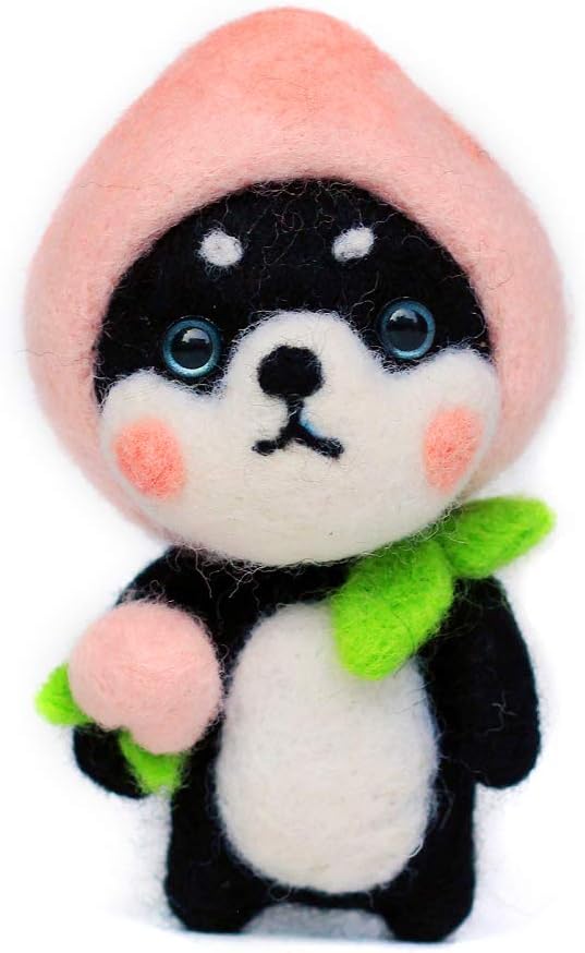 Artec360 Shiba Dog Needle Felting Kit Gift Box Pack - 1 : 1 Size Reference Instruction for Beginners - 3.4 inch Height (Pink)