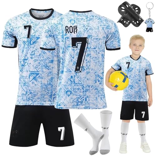 Heartsking Kids Football Kit, #7 Home Away Soccer Jerseys, Football Training Shirts, Shorts, Socks, Guards, Keychain, Bracelets, Bandages, Gifts for Children