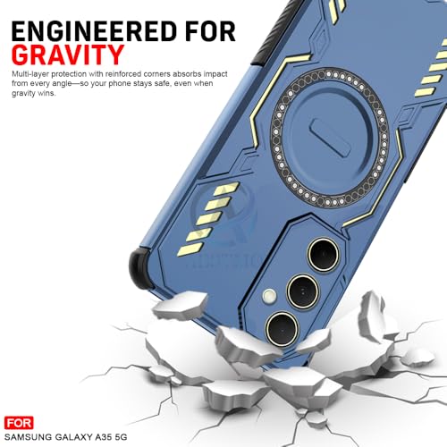 Image of AESTMO Back Case Cover for Samsung Galaxy A35 5G | Magnetic Case with Built-in Metal Ring | Compatible with MagSafe Accessories | Shockproof Hybrid (PC + TPU) (Blue)
