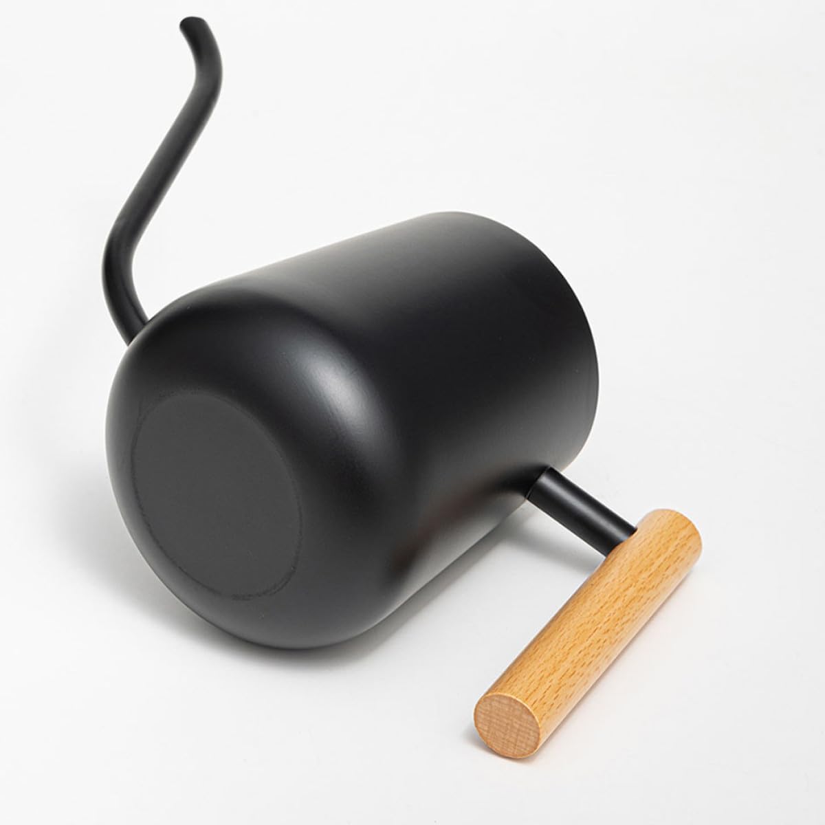 Toyvian Stainless Steel Handheld Watering Pot with Wooden Handle 1000ml Black Indoor Garden Watering Can for Flowers and Succulents