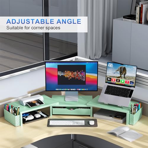 Image of gianotter Dual Monitor Stand Riser With Drawer and 2 Pen Holders