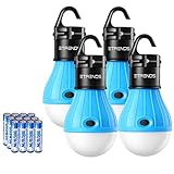 2 Pack/4 Pack E-TRENDS Compact LED Lantern Tent Camp Light Bulb for Camping Hiking Fishing Emergency Lights, Battery Powered Portable Lamp (Blue, 4 count)